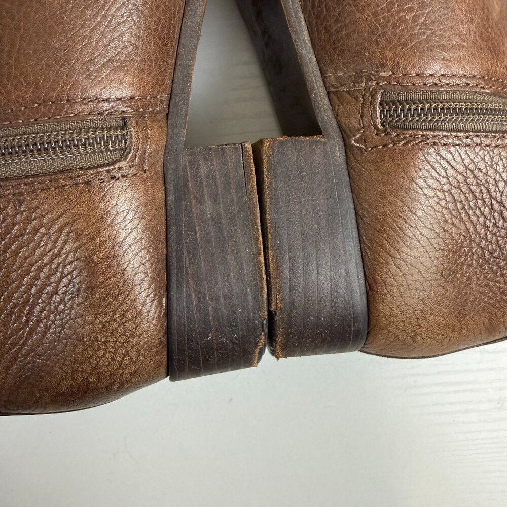 Tory Burch Julian Brown Pebbled Leather Tall Riding Boots - Picture 13 of 15